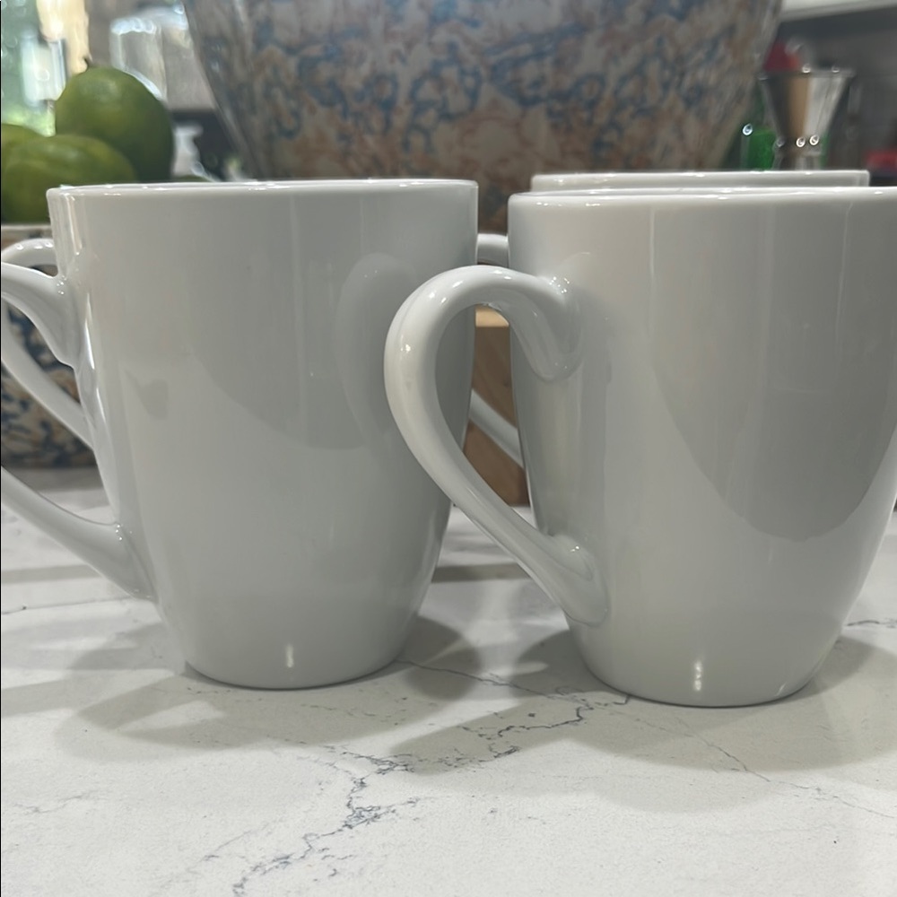 Pier 1 White Ceramic Dining Mugs